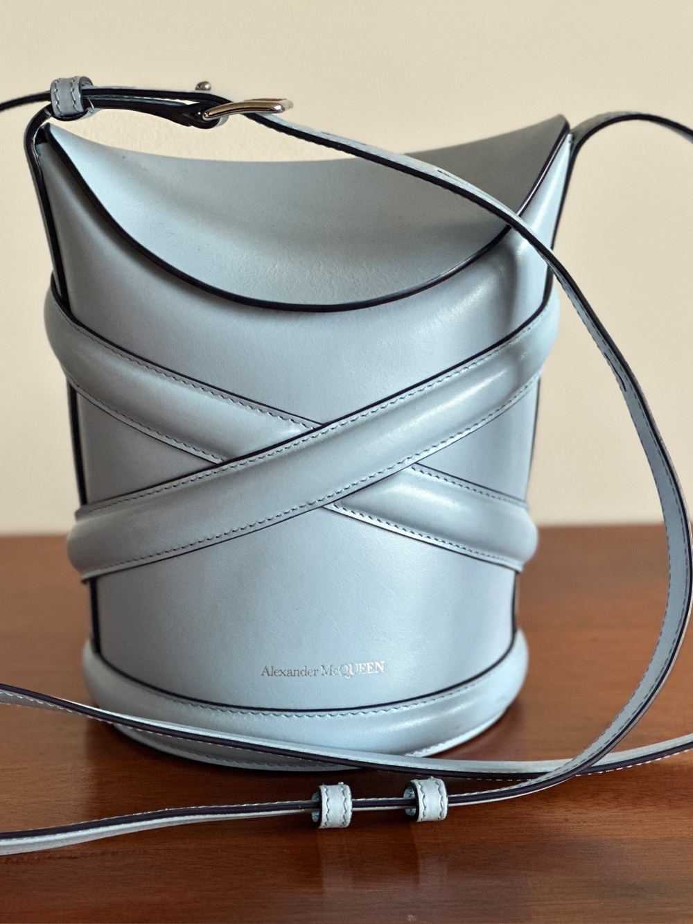 Alexander McQueen Calfskin Mini Curve Bucket Bag